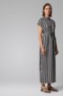 Zip-neck kaftan dress in striped twill, Black