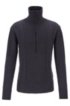 Zip-neck sweater in merino wool with structured front, Dark Grey