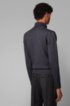 Zip-neck sweater in merino wool with structured front, Dark Grey