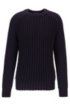 Cardigan-stitch sweater in merino wool, Dark Blue