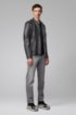 Slim-fit jacket in hand-treated sheep leather, Black