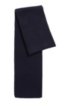 Fashion Show cardigan-stitched scarf in merino wool, Dark Blue