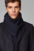 Fashion Show cardigan-stitched scarf in merino wool, Dark Blue