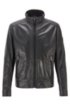 Slim-fit aviator jacket in leather, Black