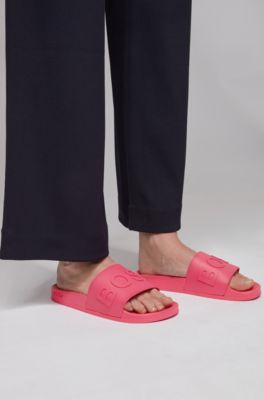 womens pink hugo boss sliders
