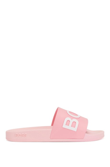 Slippers met logoband en gegoten voetbed, Pink