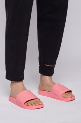 womens pink hugo boss sliders