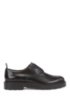 Derby shoes in calf leather with rubber-detail heel, Black