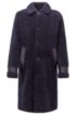 Relaxed-fit shearling coat with leather trims, Dark Purple