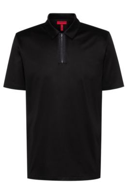 HUGO - Slim-fit polo shirt with zip neck
