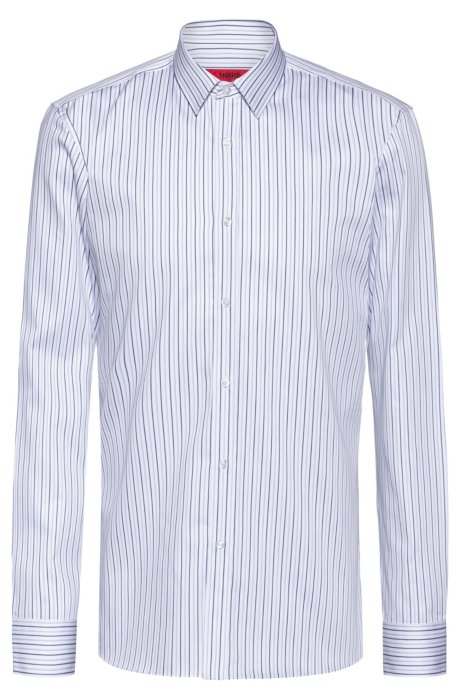 Extra-slim-fit shirt in striped cotton, Patterned