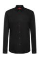 Extra Slim-Fit Hemd aus elastischem Baumwoll-Canvas mit bügelleichtem Finish, Schwarz