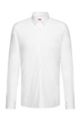 Extra Slim-Fit Hemd aus elastischem Baumwoll-Canvas mit bügelleichtem Finish, Weiß