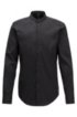 Slim-fit shirt with stand collar and dynamic cutlines, Black