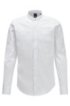 Slim-fit shirt with stand collar and dynamic cutlines, White