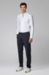 Slim-fit shirt with stand collar and dynamic cutlines, White