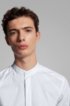 Slim-fit shirt with stand collar and dynamic cutlines, White
