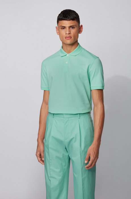Regular-fit polo shirt in Pima-cotton piqué, Light Green