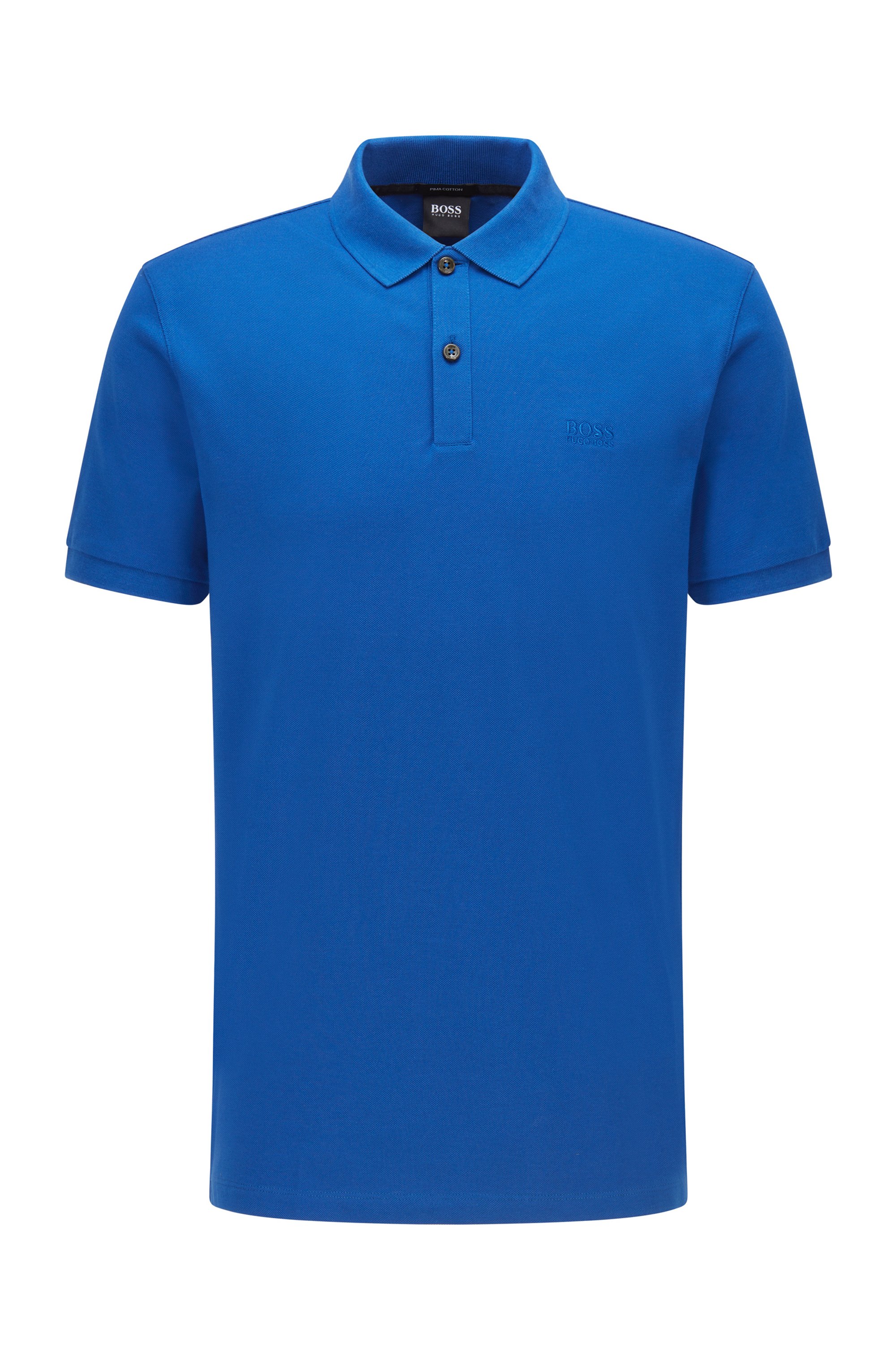 Regular-fit polo shirt in Pima-cotton piqué, Blue