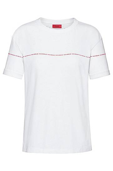 Hugo Repeat Slogan-print T-shirt In Recot²® Cotton In White