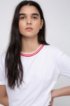 Stripe-neck slim-fit T-shirt in Recot&sup2;&reg; cotton, White