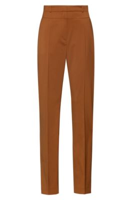 Regular-fit trousers in virgin wool with seaming details, Brown