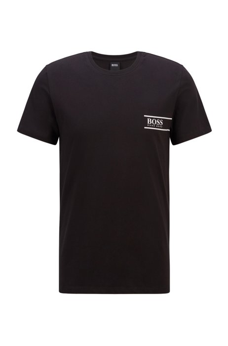 T-Shirt aus Baumwolle mit Logo auf der Brust, Schwarz