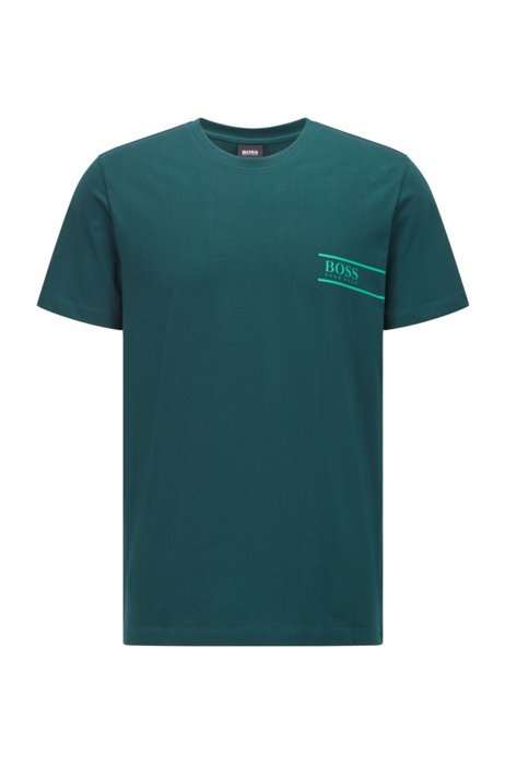 Relaxed-fit cotton underwear T-shirt with chest logo, Dark Green
