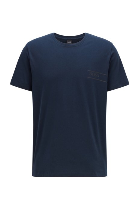 Relaxed-fit cotton underwear T-shirt with chest logo, Dark Blue