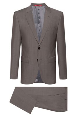 Regular-fit suit in virgin wool with jacquard lining, Charcoal
