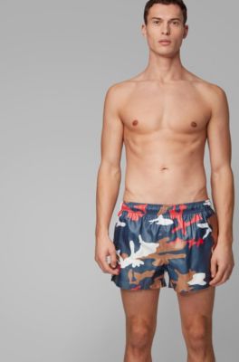 Quick-dry swim shorts with camouflage print