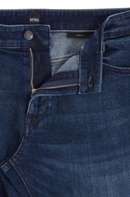 Regular-fit jeans in mid-blue stretch denim