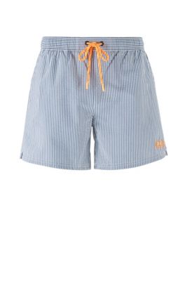 BOSS - Short-length striped swim shorts 