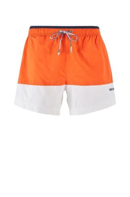 orange hugo boss swim shorts