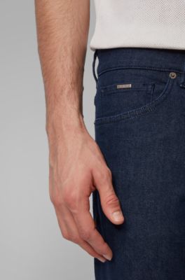 Regular-fit jeans in dark-blue cashmere 