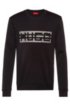 Crew-neck sweatshirt in interlock cotton with studded logo, Black