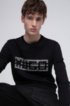 Crew-neck sweatshirt in interlock cotton with studded logo, Black