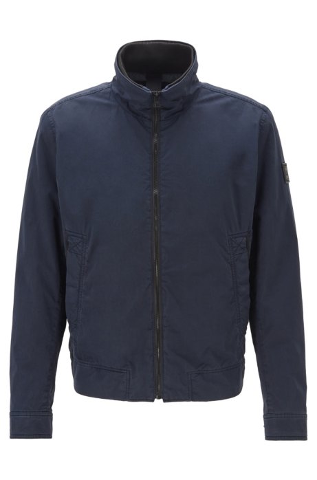 Blouson-style jacket in garment-dyed cotton twill, Dark Blue