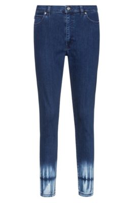 STELLA slim-fit high-waisted jeans with batik hems, Blue