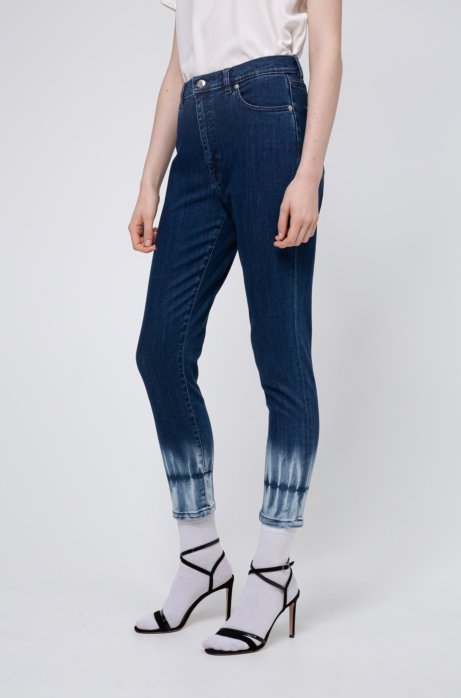 STELLA slim-fit high-waisted jeans with batik hems, Blue