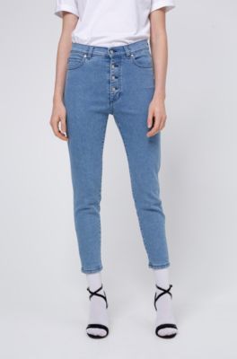 exposed button fly jeans