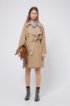 Double-breasted trench coat in suede with oversized lapels, Beige