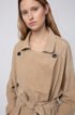 Double-breasted trench coat in suede with oversized lapels, Beige