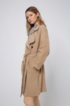 Double-breasted trench coat in suede with oversized lapels, Beige