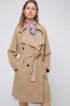 Double-breasted trench coat in suede with oversized lapels, Beige
