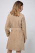 Double-breasted trench coat in suede with oversized lapels, Beige