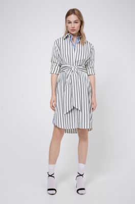 white linen wrap dress