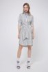 Striped shirt dress with tie-up belt, White