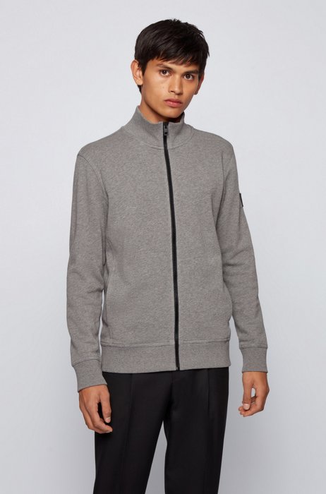 Relaxed-fit jersey jacket in African cotton, Light Grey