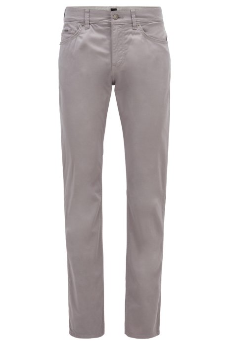 Slim-fit jeans in satin-stretch denim with monogram lining, Silver